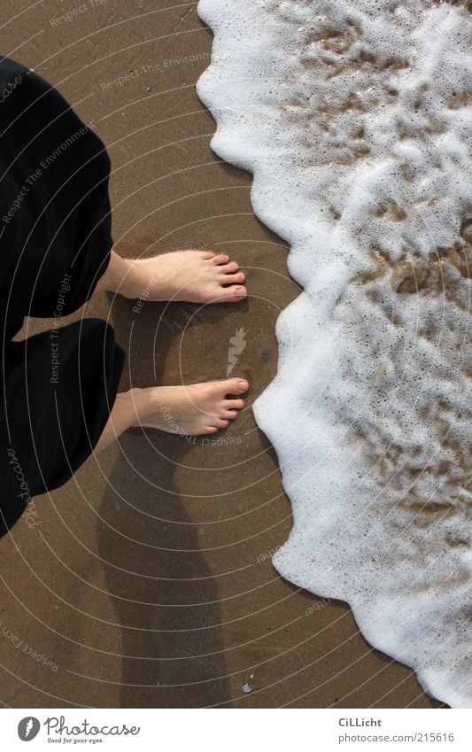 with his feet in the Black Sea Wellness Life Harmonious Well-being Contentment Vacation & Travel Freedom Summer Skin Legs Feet 1 Human being Earth Sand Water