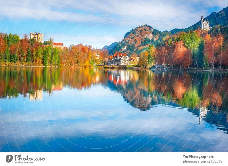 District of Hohenschwangau and its castles Joy Vacation & Travel Tourism Sightseeing Mountain Nature Landscape Autumn Leaf Forest Lakeside Castle