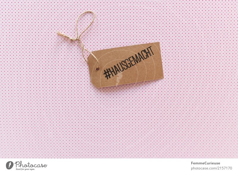 Homemade (01) Characters Signs and labeling Design Spotted Self-made Make Cardboard Paper String Pink hash day # Clue White Colour photo Interior shot