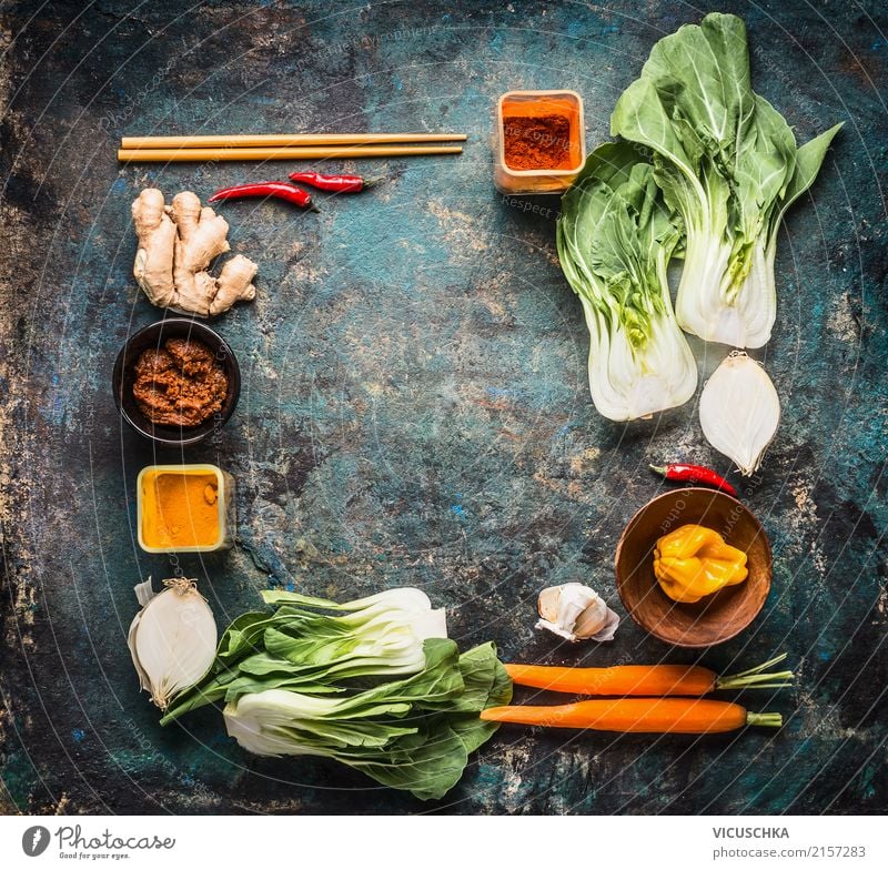 Ingredients and spices for Asian cuisine Food Vegetable Herbs and spices Nutrition Organic produce Vegetarian diet Diet Asian Food Crockery Style Design Healthy