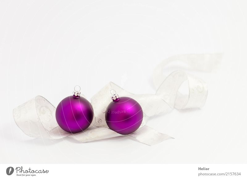 Purple Christmas Balls with Silver Ribbon Design Feasts & Celebrations Christmas & Advent Glass Ornament Sphere String Soft Violet White Anticipation