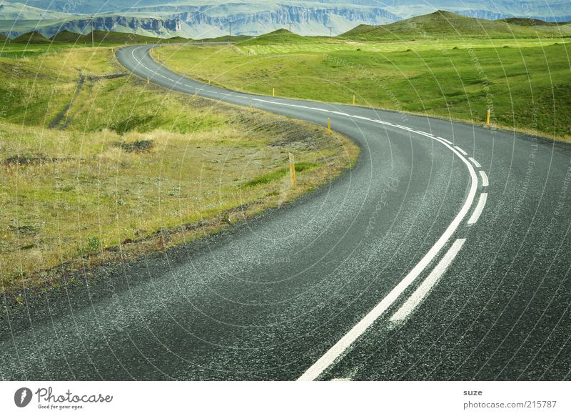 Iceland No.1 Environment Nature Landscape Elements Earth Beautiful weather Meadow Hill Transport Traffic infrastructure Road traffic Street Lanes & trails Line