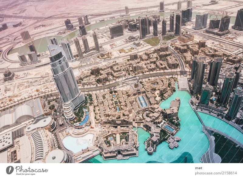 Dubai from above II Beautiful weather Warmth Drought Desert United Arab Emirates Asia Town Capital city Populated High-rise Bank building Architecture