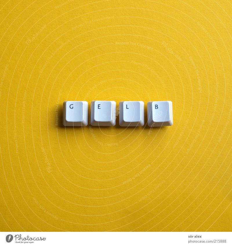 yellow Design Keyboard Letters (alphabet) Word Plastic Sign Characters Signs and labeling Sharp-edged Yellow Black White Happiness Colour Light Sunlight Fresh