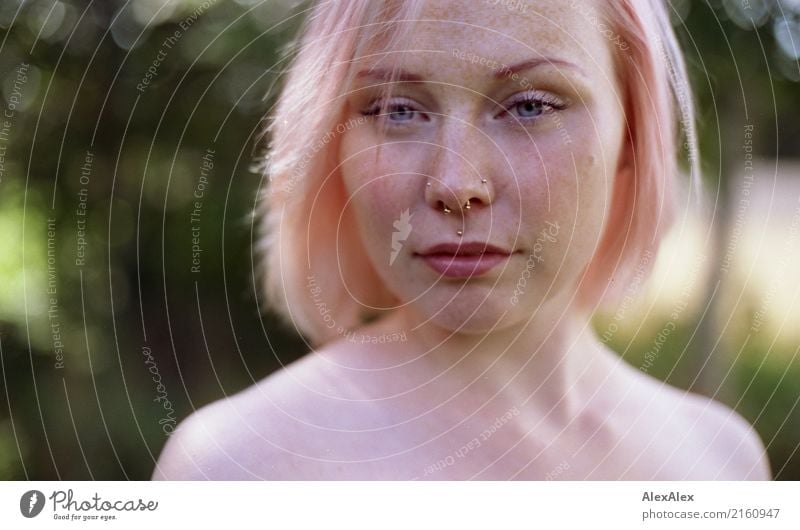 Portrait of a young woman with freckles and pink blond hair Style already Life Trip Young woman Youth (Young adults) Face Freckles 18 - 30 years Adults