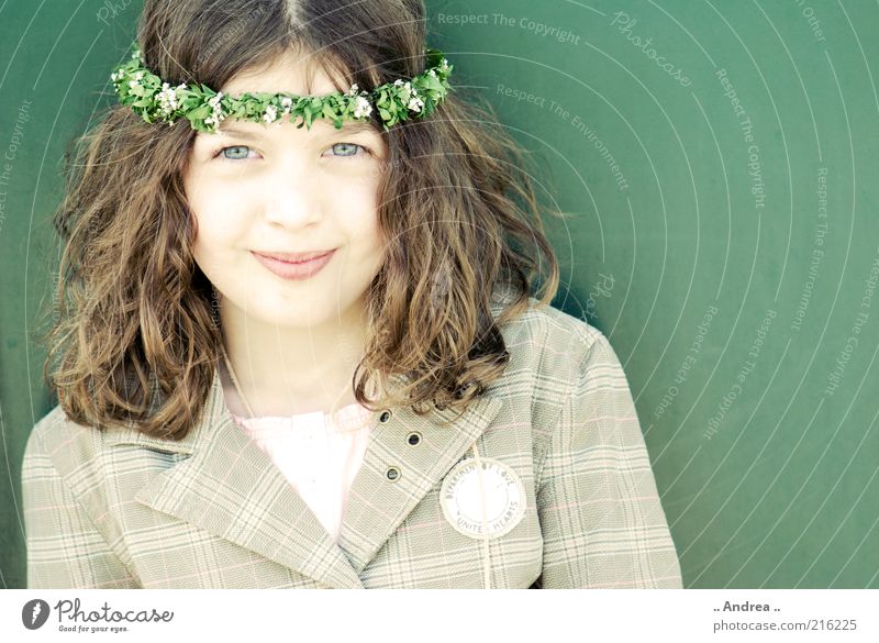 Dance in May II Feminine Looking Girl Child Portrait photograph Brunette Beautiful Friendliness Face Eyes Youth (Young adults) Joy Happy Flower wreath