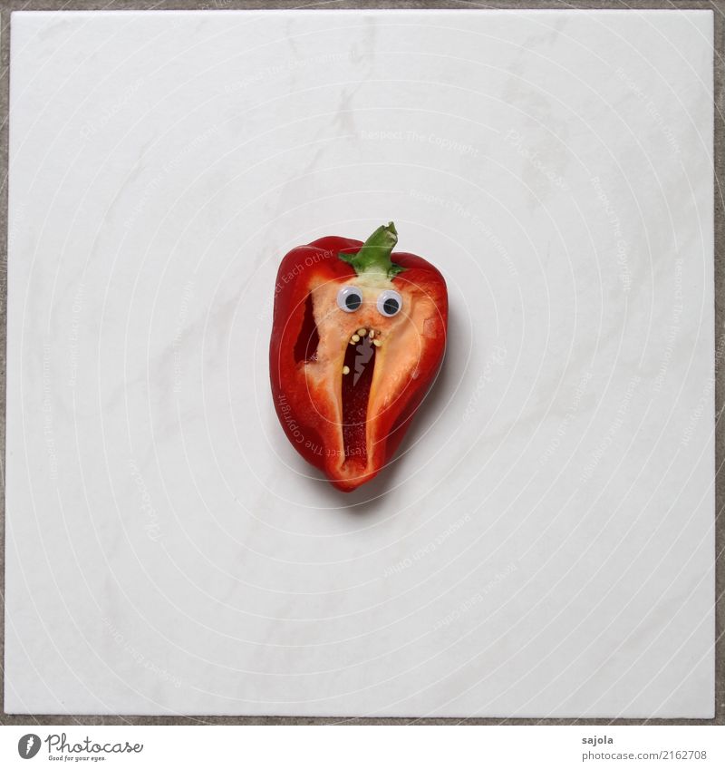 foodface - the scream Food Vegetable Pepper Nutrition Vegetarian diet Androgynous Head Face Eyes Mouth 1 Human being Looking Scream Green Red White Emotions