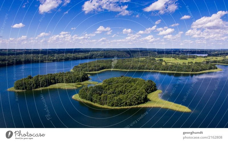 Open pit island 1 Island aerial photograph drone Lake drone picture Water Lonely lonely island Nature Pearl of nature Carwitz Black Forest mountain