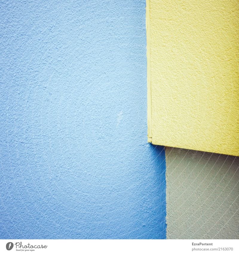 |- Style Design Building Architecture Wall (barrier) Wall (building) Facade Stone Concrete Line Blue Yellow Plaster Corner Geometry Background picture Colour