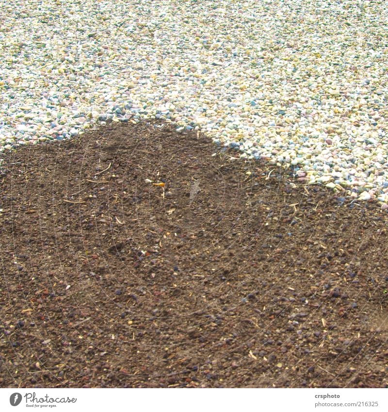 Corner, ey... Deserted Stone Sand Stripe Sharp-edged Brown Gray White Gravel Colour photo Detail Day Background picture Copy Space Earth Floor covering Graphic