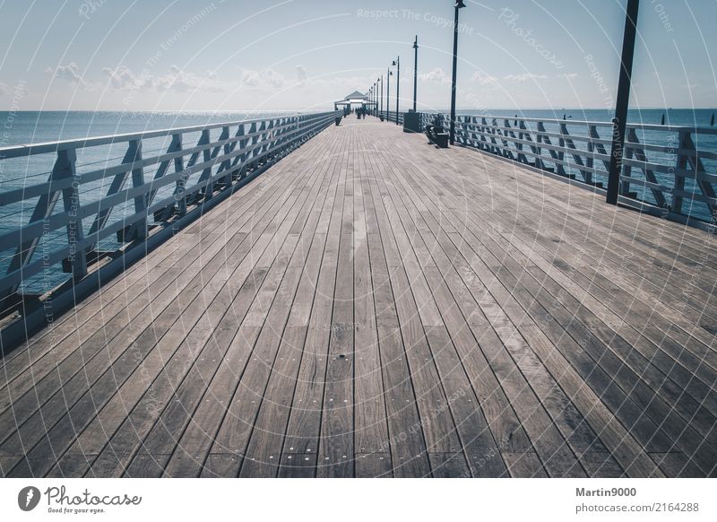 pier Vacation & Travel Trip Summer Ocean Island Sky Beautiful weather Coast Blue Brown Colour photo Exterior shot Copy Space bottom Day Central perspective