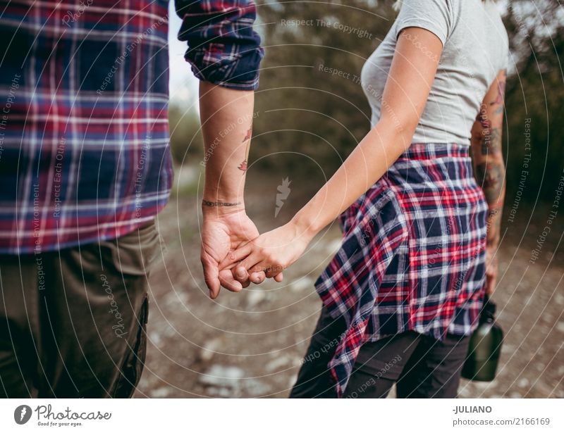 couple holding hands at lake Leisure and hobbies Vacation & Travel Trip Adventure Freedom Camping Human being Couple Partner 2 13 - 18 years