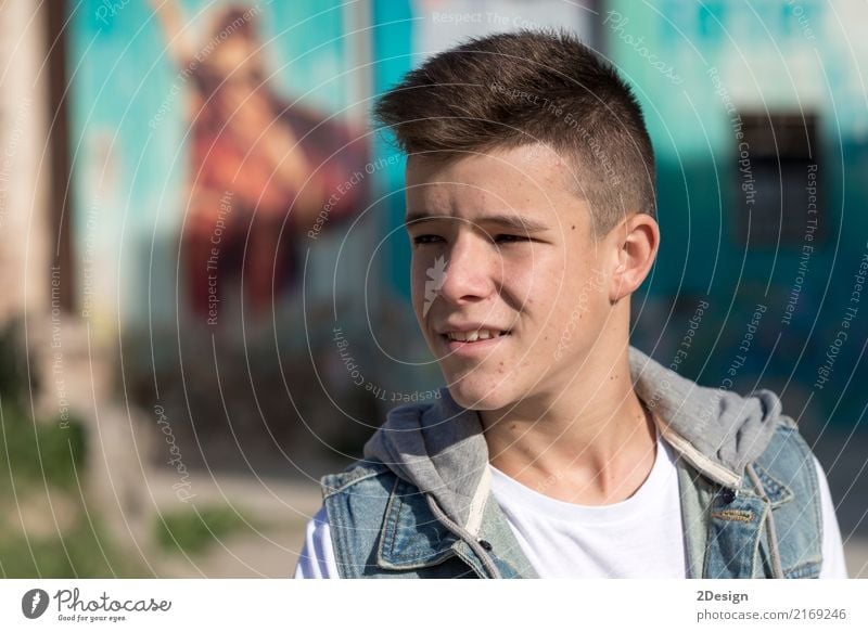 Portrait of Handsome teenage boy outdoors Lifestyle Joy Happy Leisure and hobbies Human being Boy (child) Man Adults Youth (Young adults) Teeth Smiling
