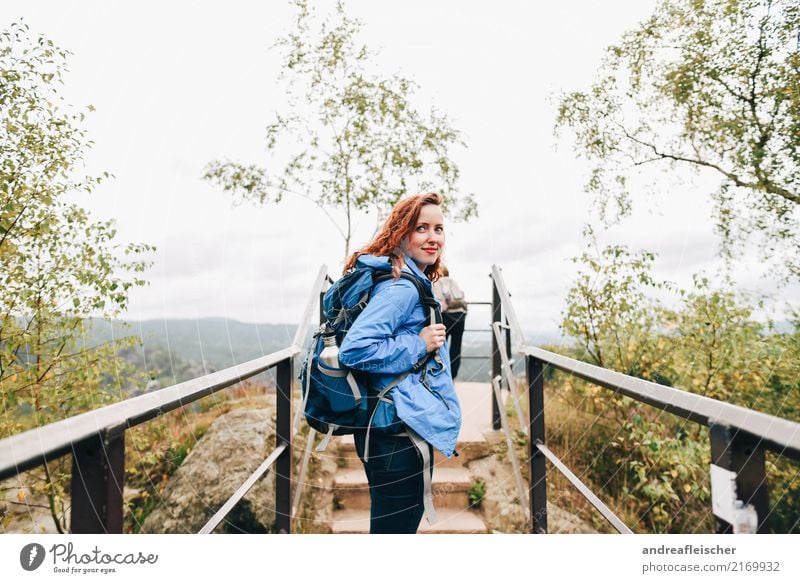 Saxon Switzerland Lifestyle Fitness Vacation & Travel Trip Far-off places Freedom Summer Mountain Hiking Feminine Young woman Youth (Young adults) 1 Human being