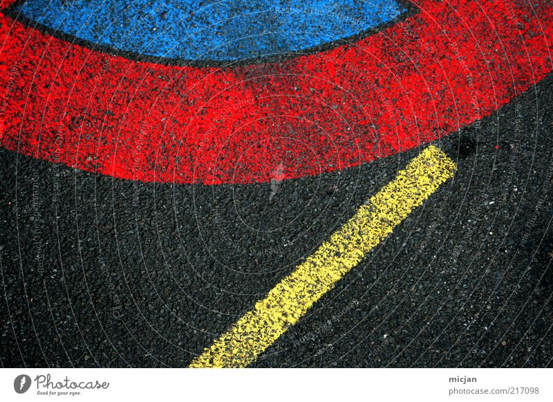 Fuse | A Sudden Meeting On A Certain Day Colour Safety Floor covering Street Asphalt Red Blue Yellow Black Contrast Bans Prohibition sign Signs and labeling