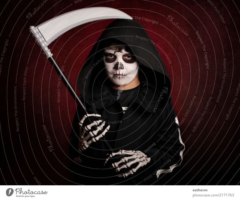 Boy in Halloween .Boy dressed as a skeleton Lifestyle Entertainment Party Event Feasts & Celebrations Carnival Hallowe'en Human being Masculine Child Toddler