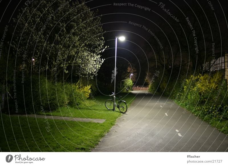 Bicycle & Lantern Light Night Long exposure Grass Green Dark Black Lamp Transport 10sec canon EOS Bright Away. clearing Street