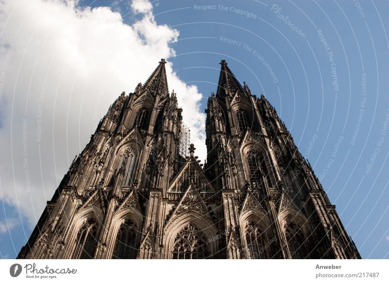 Cologne Cathedral Sky Clouds Beautiful weather North Rhine-Westphalia Germany Europe Skyline Church Manmade structures Building Architecture Tourist Attraction
