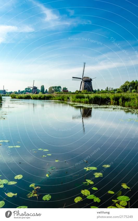 Traditional Dutch windmill Vacation & Travel Tourism Landscape Park River Building Architecture Green Alkmaar Europe Netherlands canal colorful field Mill water