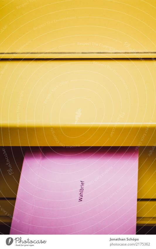 Absentee voting for the Bundestag election - voting letter at the mailbox Mailbox Select Yellow Pink Resolve Society absentee balloting Federal elections