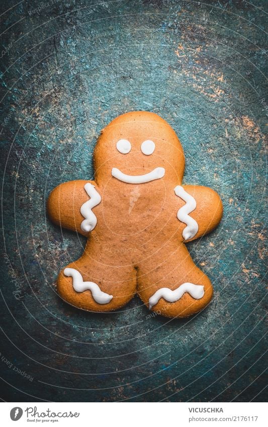 gingerbread man Dough Baked goods Candy Nutrition Style Design Winter Decoration Feasts & Celebrations Christmas & Advent Grinning Gingerbread man Cookie