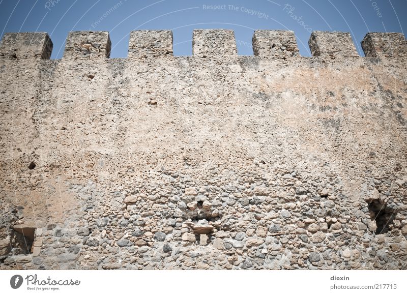 in ancient times [2] Tourism Trip Sightseeing Summer Sun Crete Greece Deserted Ruin Manmade structures Architecture Wall (barrier) Wall (building) Merlon