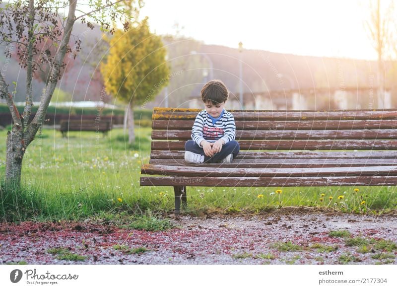 Sad boy Human being Masculine Child Toddler Boy (child) Infancy 1 3 - 8 years Spring Plant Tree Garden Park Think Fitness Sit Cuddly Anger Emotions Sadness