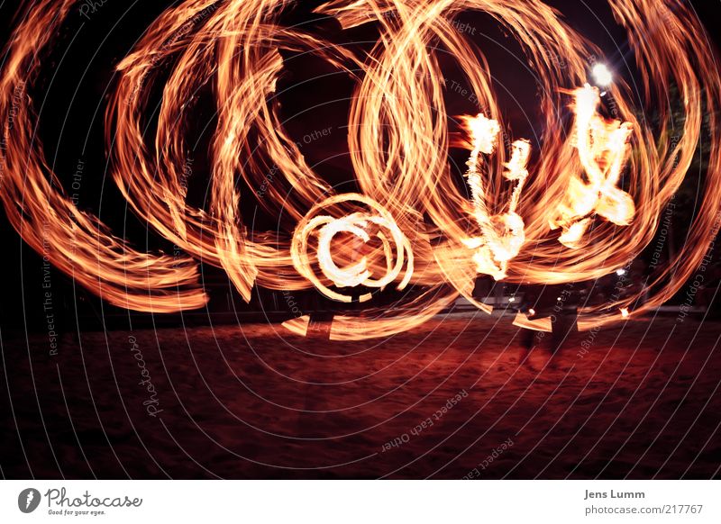 Flame Copyright Lifestyle Yellow Gold Juggle Fire Beach Incandescent Long exposure copyright Colour photo Exterior shot Night Motion blur Wide angle Circle