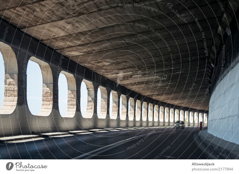 Tunnel road with windows Day Street Transport Driving Vacation & Travel Travel photography road trip Deserted Italy Window Car Window Light Motoring