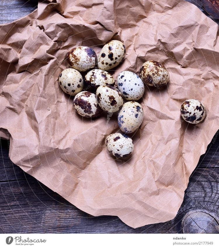raw quail eggs Breakfast Diet Easter Nature Animal Bird Paper Wood Fresh Small Natural Above Brown White Colour background eco food Farm Raw Consistency healthy