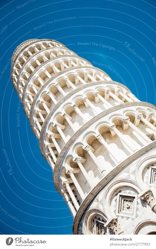 in Pisa Day Summer Blue sky Sky Cloudless sky Italy Tower Tilt Manmade structures Tourist Attraction Tall Tumble down Landmark Deserted