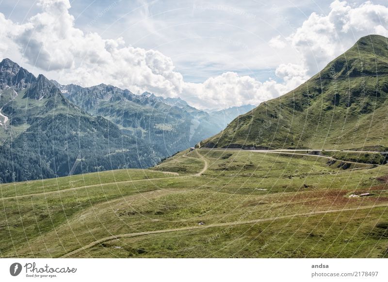 Mountain road in high mountains High mountain region mountain road Street Landscape Vacation & Travel Tourism travel Idyll Deserted panorama Alps Hiking