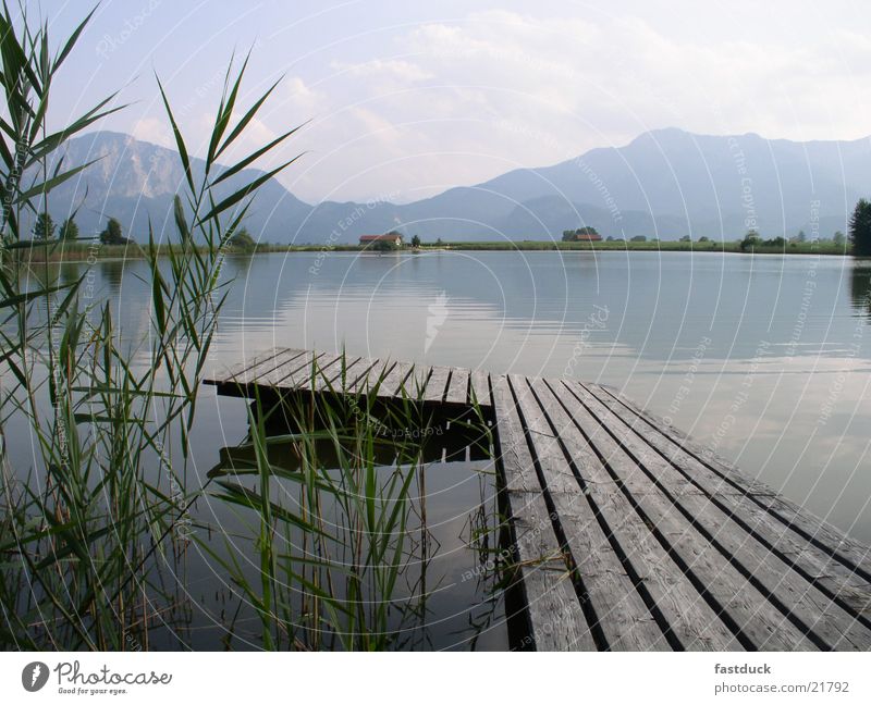 silence Bavaria Lake Mountain Green Reflection Summer Footbridge benediktbeuern karl orff carmina burana Water Blue
