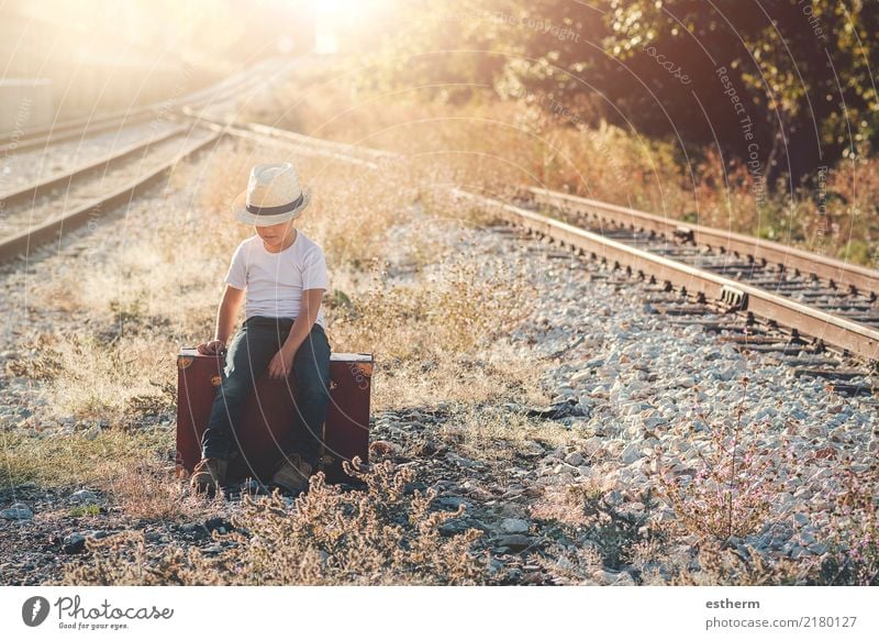 child on train tracks Lifestyle Vacation & Travel Trip Adventure Freedom Human being Masculine Child Toddler Boy (child) Infancy 1 3 - 8 years Transport