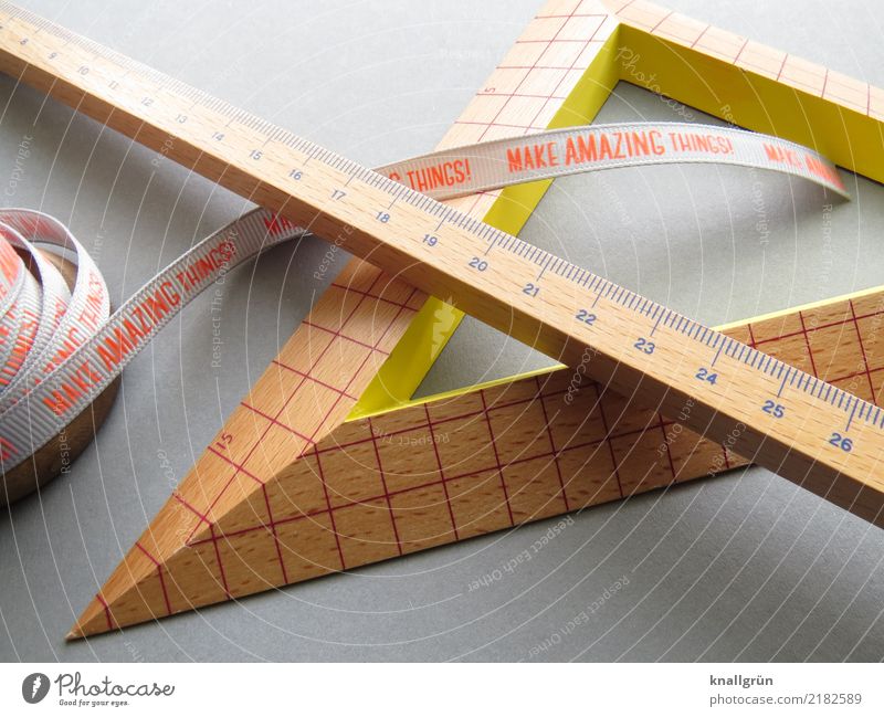 MAKE AMAZING THINGS! Ruler Protractor triangle Characters Communicate Sharp-edged Brown Yellow Gray Orange Emotions Determination Curiosity Interest Design