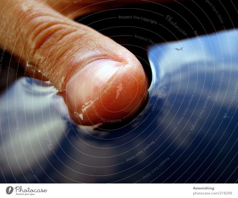 Thumbs up! Skin Hand Fingers Water Drops of water Lie Blue Surface tension Thumbnail Wrinkle Clouds Reflection Sky White Skin color Shadow Palm of the hand Wet