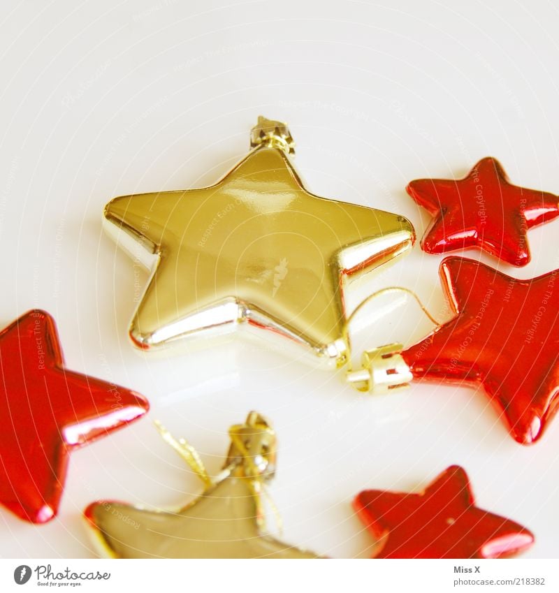 glass stars Decoration Sharp-edged Glittering Gold Red Fragile Christmas decoration Christmas star Star (Symbol) Christmas tree decorations Christmas & Advent