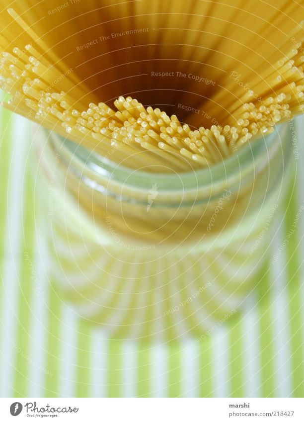 pasta Food Nutrition Lunch Dinner Yellow Green Spaghetti Cooking Perspective Noodles Glass Delicious Colour photo Interior shot Deserted Copy Space bottom