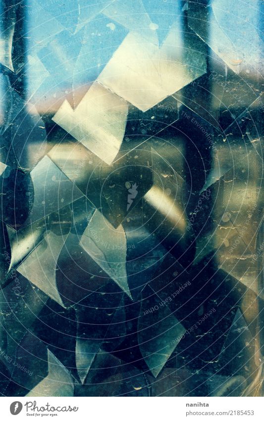 Metallic abstract background Glass Crystal Old Dirty Dark Bright Blue Yellow Black Chaos Decadence Colour Creativity Puzzle Surrealism Background picture