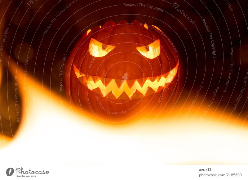 Fire flames halloween pumpkin smile with hot burning eyes mouth Joy Night life Entertainment Party Feasts & Celebrations Hallowe'en Art Work of art Culture Sign