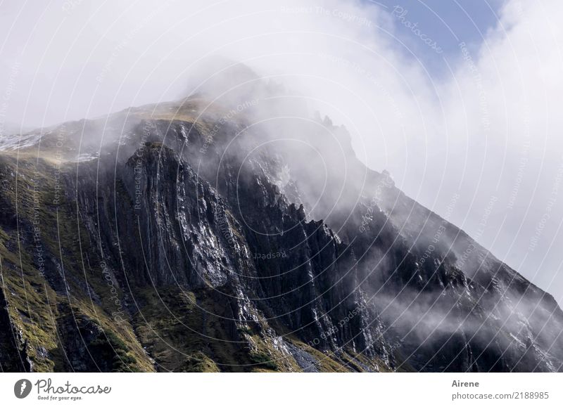 www Landscape Sky Clouds Beautiful weather Fog Rock Alps Mountain Federal State of Vorarlberg Peak Glittering Sharp-edged Gigantic Tall Wet Natural Above Point