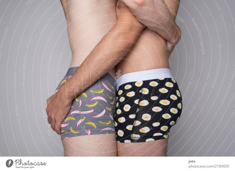 Eggs and bananas Flirt Valentine's Day Wedding Masculine Homosexual Young man Youth (Young adults) Couple Partner Underwear Men's underpants Relationship