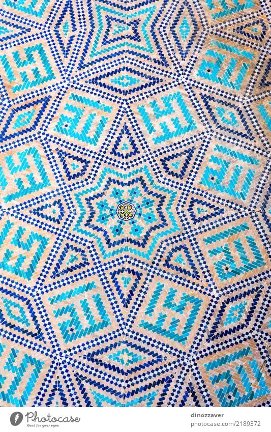 Blue mosaic detail. Samarkand registan Vacation & Travel Sightseeing Summer House (Residential Structure) Decoration Art Museum Building Architecture Facade