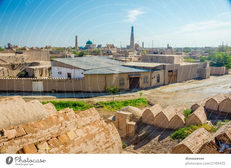 Skyline of Khiva with cemetery Style Design Decoration Town Downtown Old town Architecture Street Ornament Large Colour Religion and faith Tradition Uzbekistan
