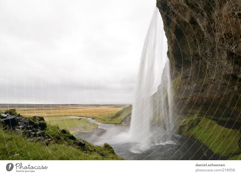 Seljaland's Fossus Environment Nature Landscape Water Mountain Waterfall Exceptional Wild Movement Wilderness Iceland Scandinavia Subdued colour Copy Space left