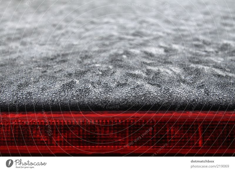 White frost meets warm red Water Ice Frost Car Metal Line Cold Red Black Colour Seasons Colour photo Exterior shot Abstract Pattern Structures and shapes