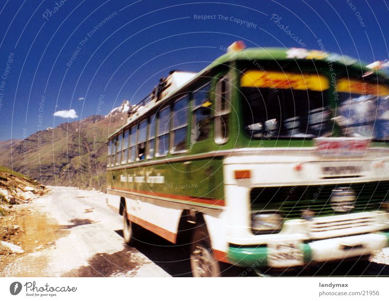 bus India Bus Speed Slope Blur Dust Transport Himalayas