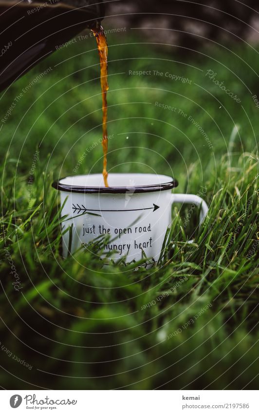 Camping + coffee = <3 Beverage Hot drink Coffee Cup Enamel Lifestyle Harmonious Well-being Contentment Relaxation Calm Leisure and hobbies Vacation & Travel
