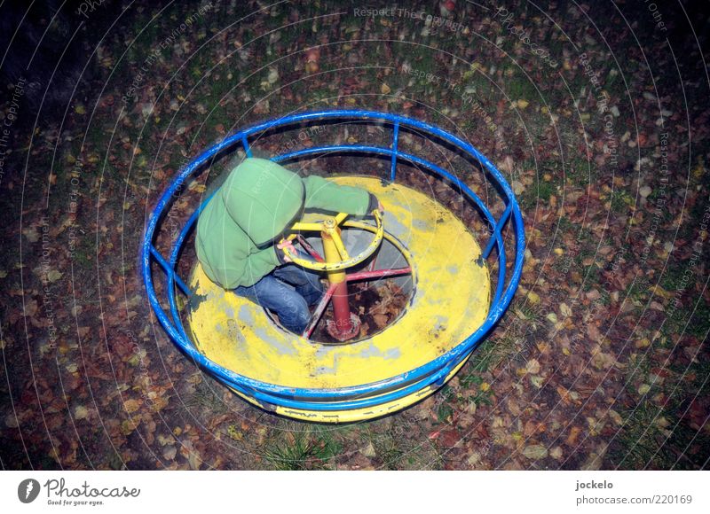 second hand playground Human being Child Infancy 1 3 - 8 years Autumn Playing Beautiful Trashy Emotions Happiness Contentment Whimsical Rotate Toys Playground