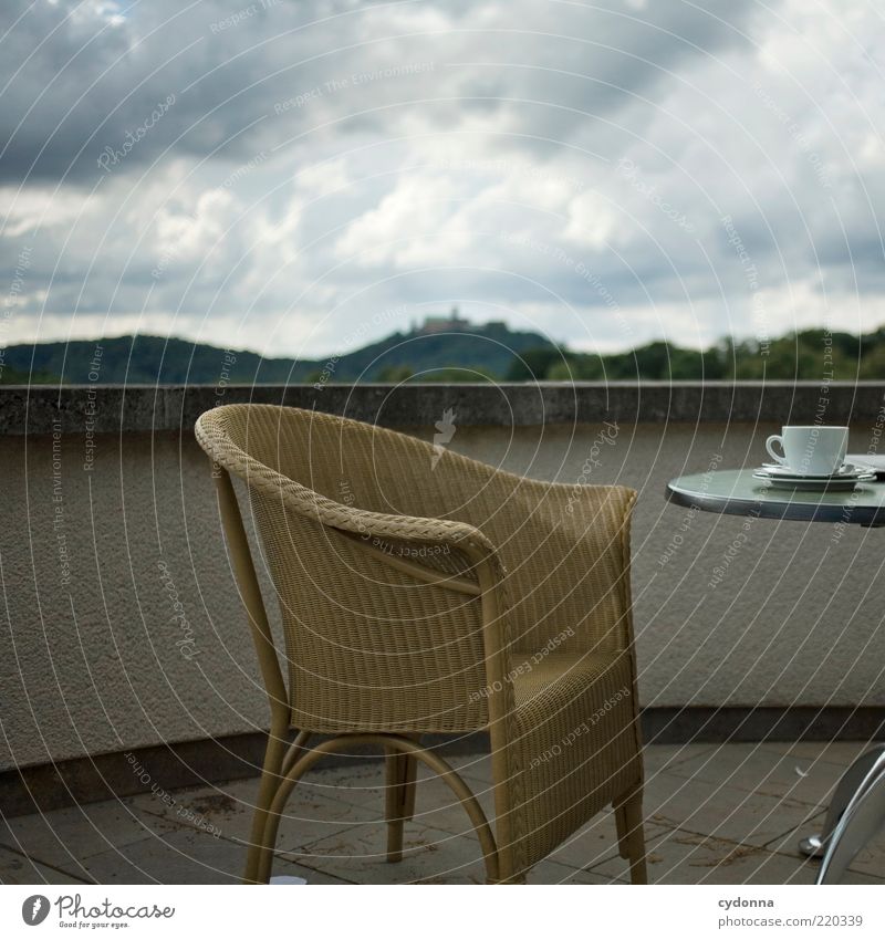 Coffee with Wartburg view Cup Lifestyle Relaxation Calm Far-off places Environment Nature Landscape Clouds Forest Mountain Idyll Culture Quality Time Eisenach